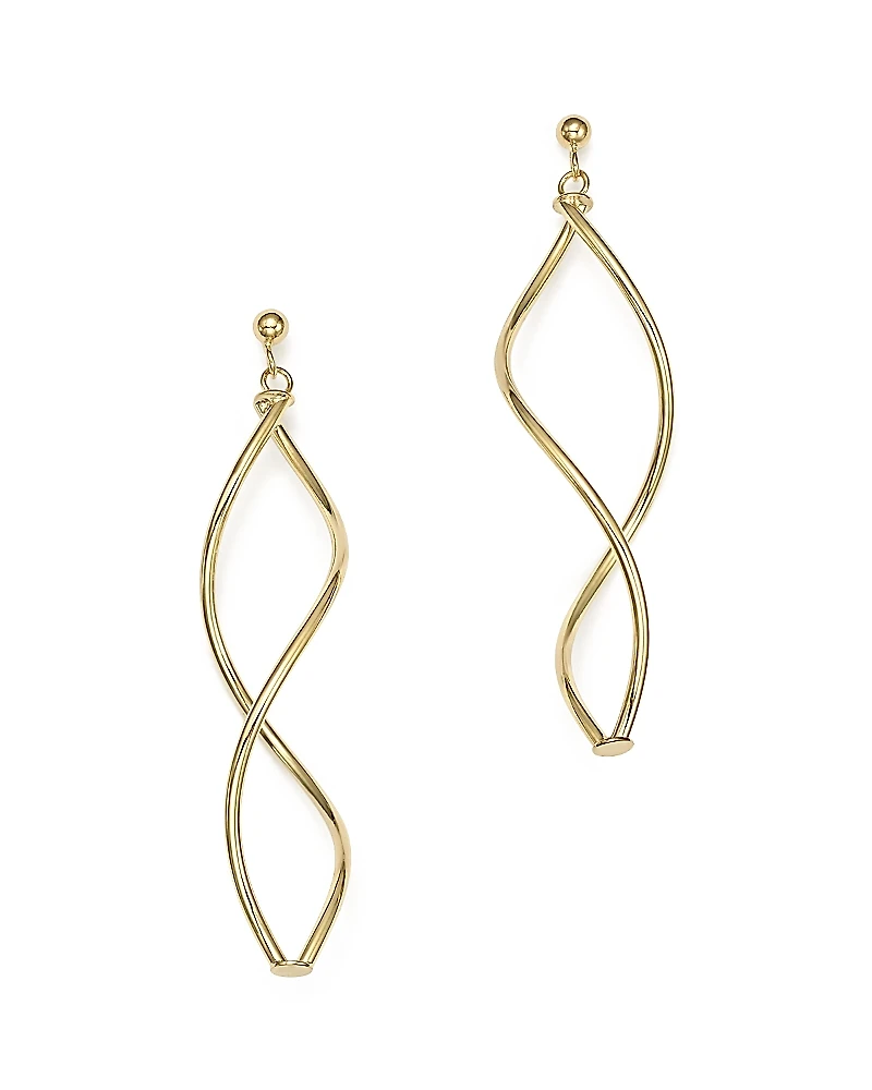 14K Yellow Gold Double Twisted Drop Earrings
