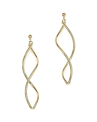 14K Yellow Gold Double Twisted Drop Earrings
