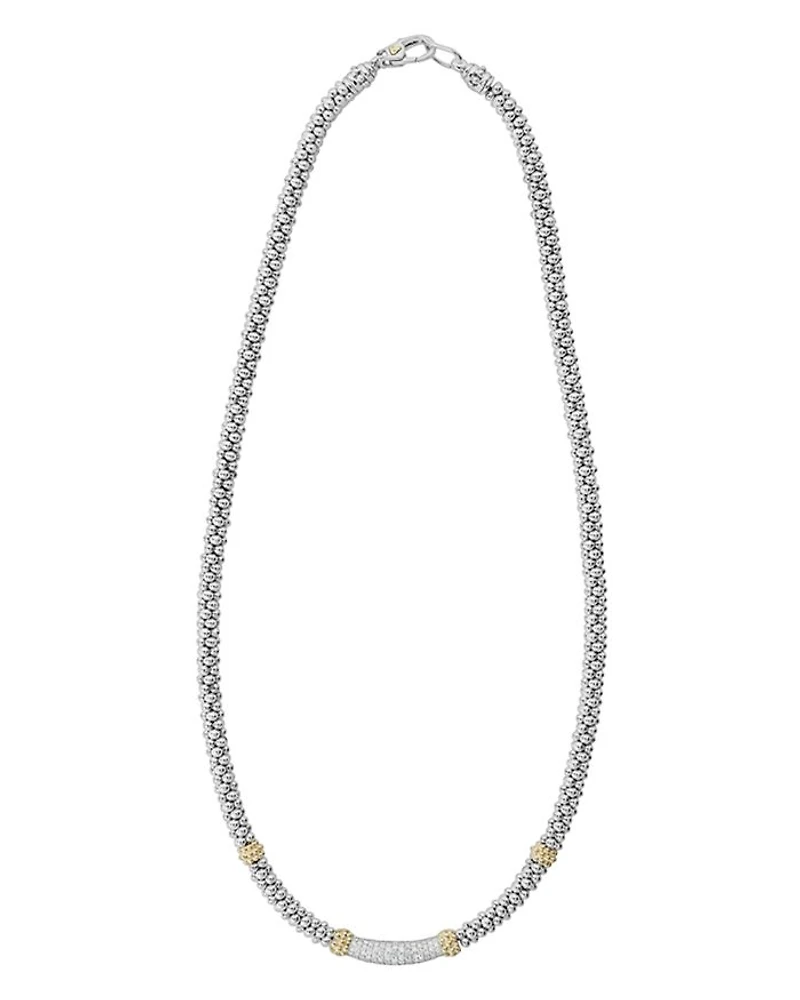 18K Gold & Sterling Silver Diamond Lux Collar Necklace, 18"
