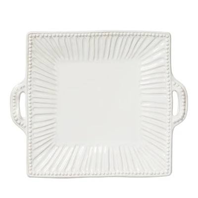 Incanto Stone White Stripe Square Handled Platter