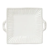 Vietri Incanto Stone White Stripe Square Handled Platter