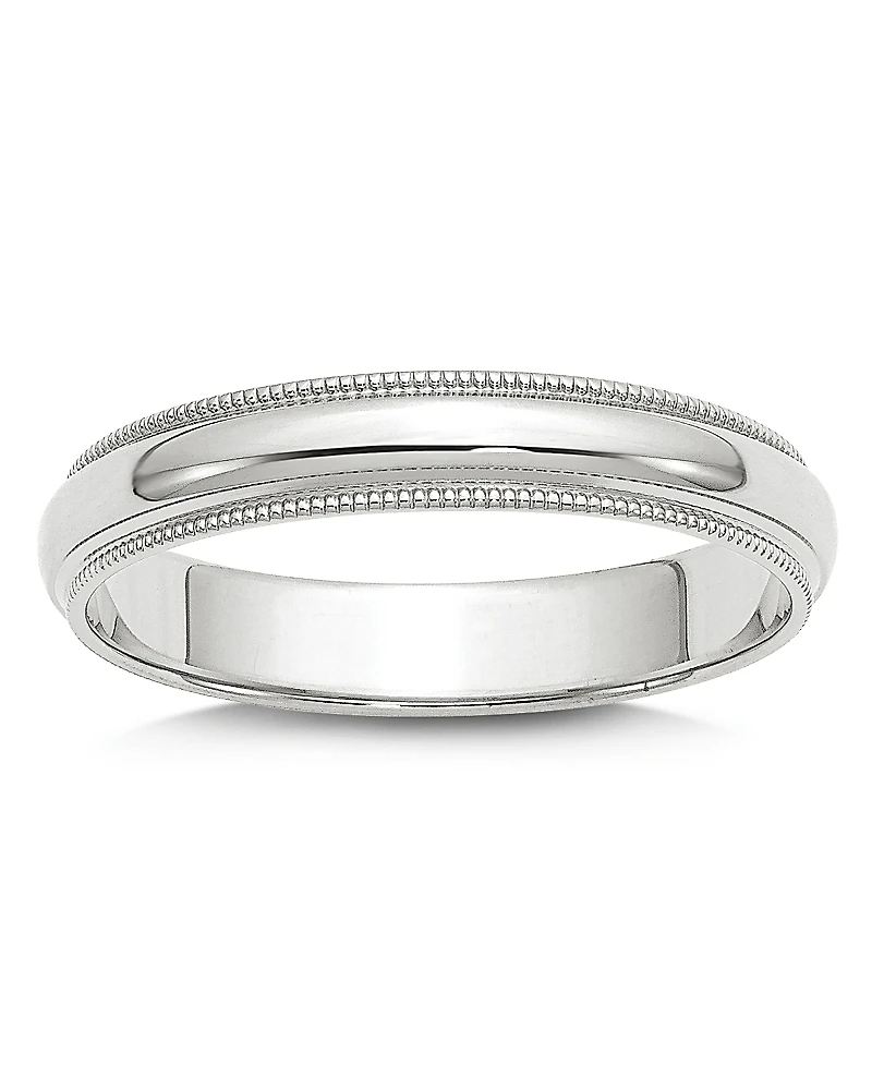 Bloomingdale's Fine Collection Men's 4mm Half Round Milgrain Band 14K White Gold