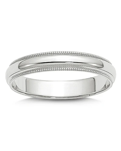 Bloomingdale's Fine Collection Men's 4mm Half Round Milgrain Band 14K White Gold