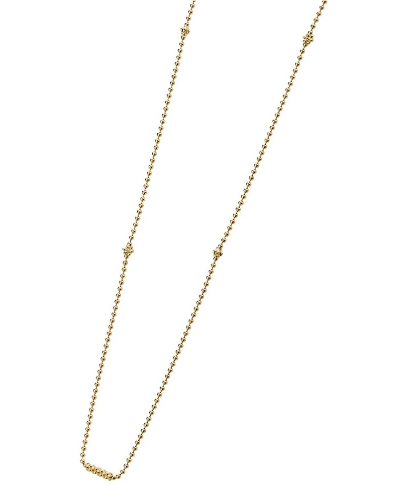 Caviar Gold Collection 18K Gold Beaded Station Necklace, 16"