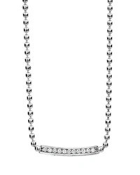 Sterling Silver Caviar Spark Diamond Bar & Ball Chain Necklace, 16"