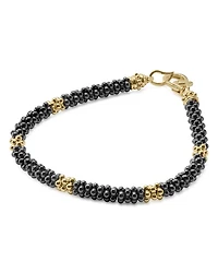 Gold & Black Caviar Collection 18K Ceramic Five Station Bracelet