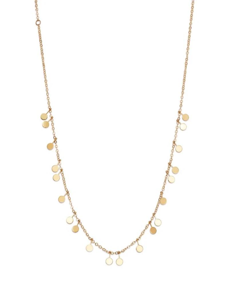 Dangling Disc Front Necklace in 14K Yellow Gold, 16" - Exclusive