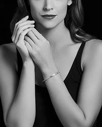 Sterling Silver Caviar Icon Onyx Beaded Bangle Bracelet