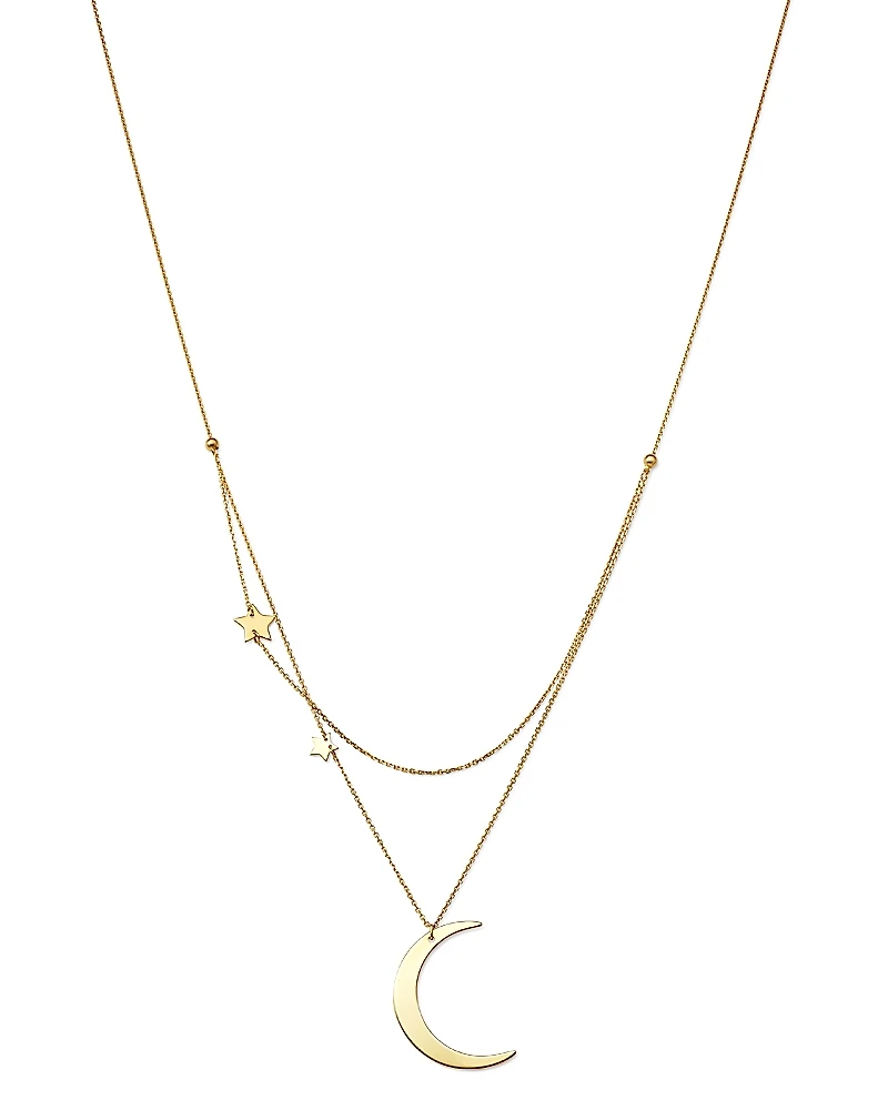 Moon & Meadow Crescent & Star Charm Layered Necklace