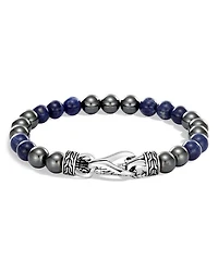 Sterling Silver Classic Chain Sodalite & Hematite Beaded Bracelet