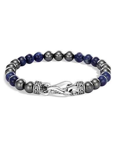 John Hardy Sterling Silver Classic Chain Sodalite & Hematite Beaded Bracelet