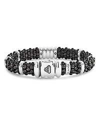Sterling Silver Black Caviar Collection Pavé Diamond & Ceramic Station Bracelet
