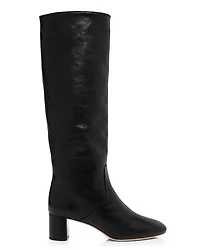 Women's Gia Pointed Toe Knee-High Leather Mid-Heel Boots