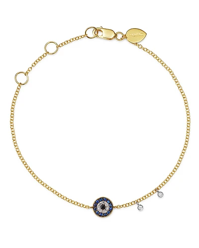 Meira T 14K Yellow Gold & 14K White Gold Blue Sapphire & Diamond Evil Eye Bracelet
