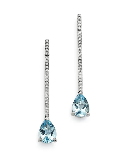 Bloomingdale's Fine Collection Aquamarine & Diamond Linear Drop Earrings