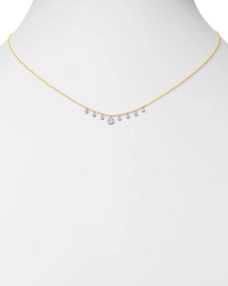 14K Yellow & White Gold Diamond Multi Disc Pendant Necklace, 18"