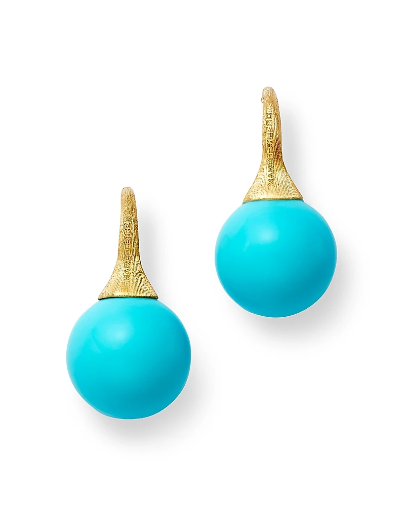 Marco Bicego 18K Yellow Gold Africa Boule Boule Turquoise Drop Earrings