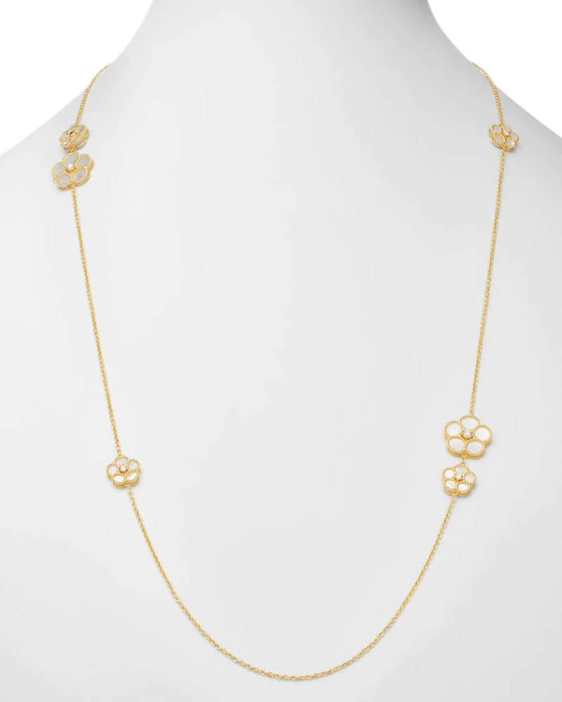 18K Yellow Gold Daisy Mother-of-Pearl & Diamond Station Necklace, 31" - Exclusive