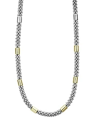 18K Yellow Gold & Sterling Silver High Bar Station Necklace, 16"