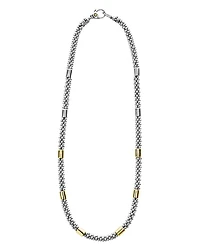 18K Yellow Gold & Sterling Silver High Bar Station Necklace, 16"