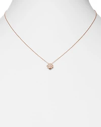 Pavé Diamond Clover Pendant Necklace in 14K Rose Gold, 0.08 tcw