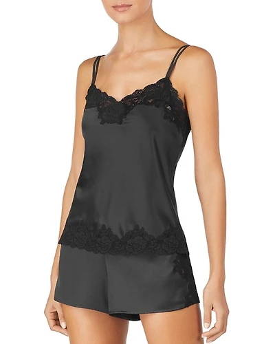 Lace-Trim Satin Short PJ Set