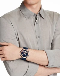 Marine Star Blue Silicone Strap Automatic Watch, 45mm