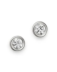 Diamond Bezel Set Stud Earrings 14K White Gold, 0.20-1.0 tcw