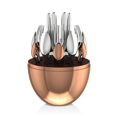 Silver-Plated & Rose Gold-Plated Mood 24-Piece Flatware Set