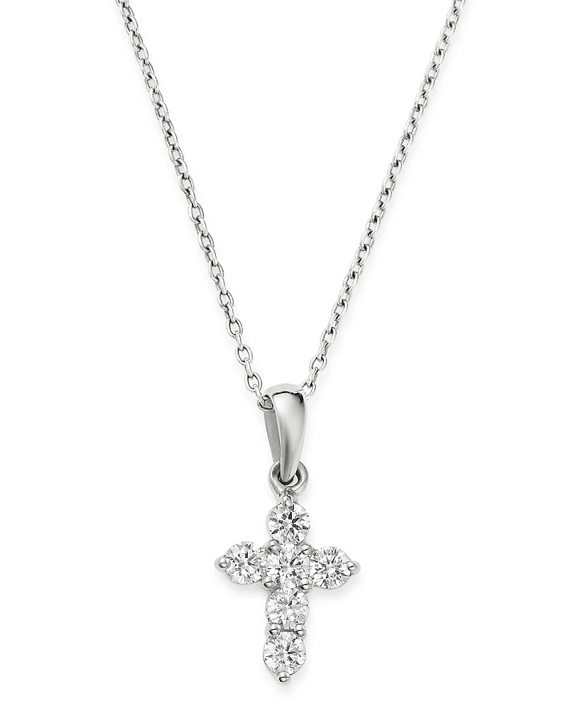 Bloomingdale's Fine Collection Diamond Mini Cross Pendant Necklace