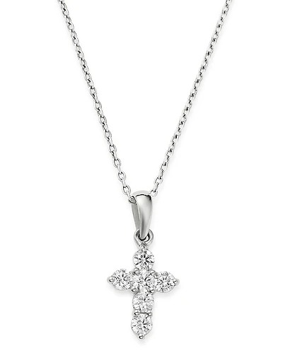 Bloomingdale's Fine Collection Diamond Mini Cross Pendant Necklace
