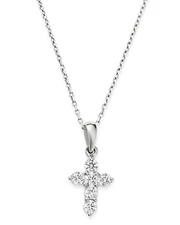 Bloomingdale's Fine Collection Diamond Mini Cross Pendant Necklace