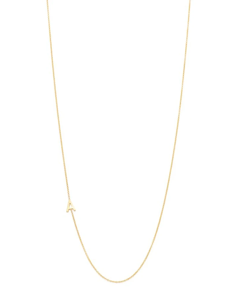 14K Yellow Gold Asymmetrical Initial Pendant Necklace, 18"L