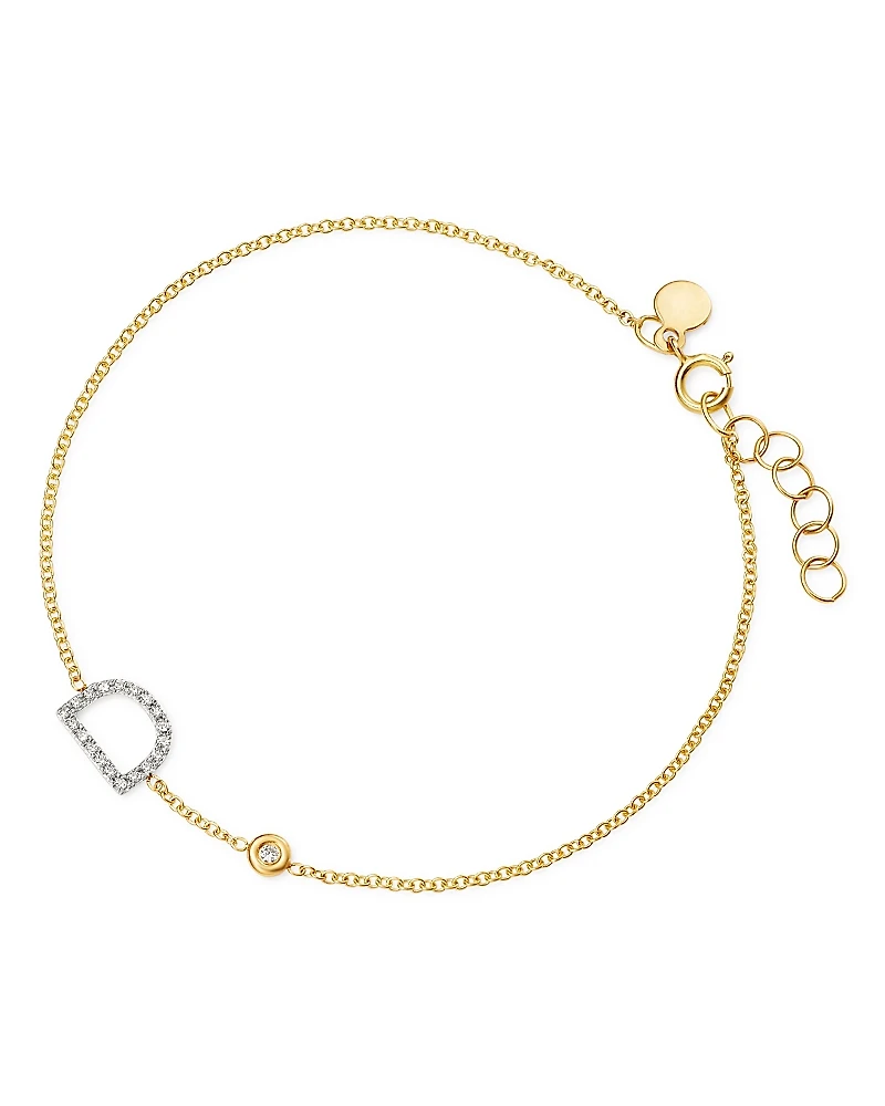 Zoe Lev 14K Yellow Gold Diamond Initial & Bezel Bracelet