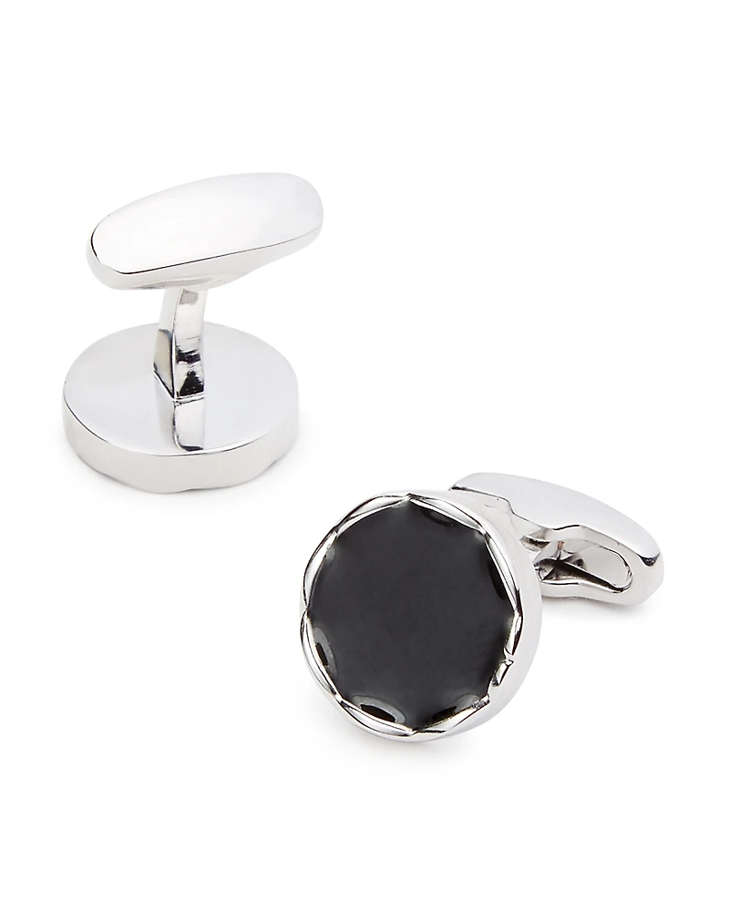 Link Up Wave Rim Round Cufflinks