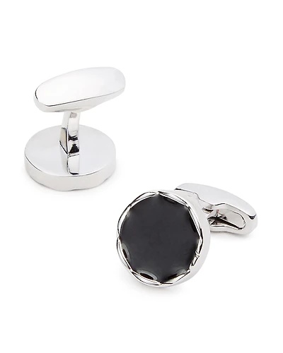 Link Up Wave Rim Round Cufflinks