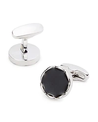 Link Up Wave Rim Round Cufflinks