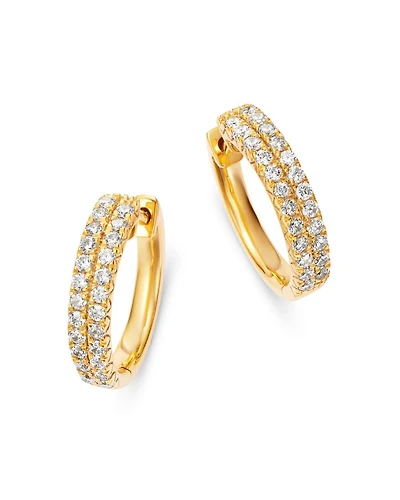 Diamond Double-Row Hoop Earrings in 14K Yellow Gold, 0.50 tcw