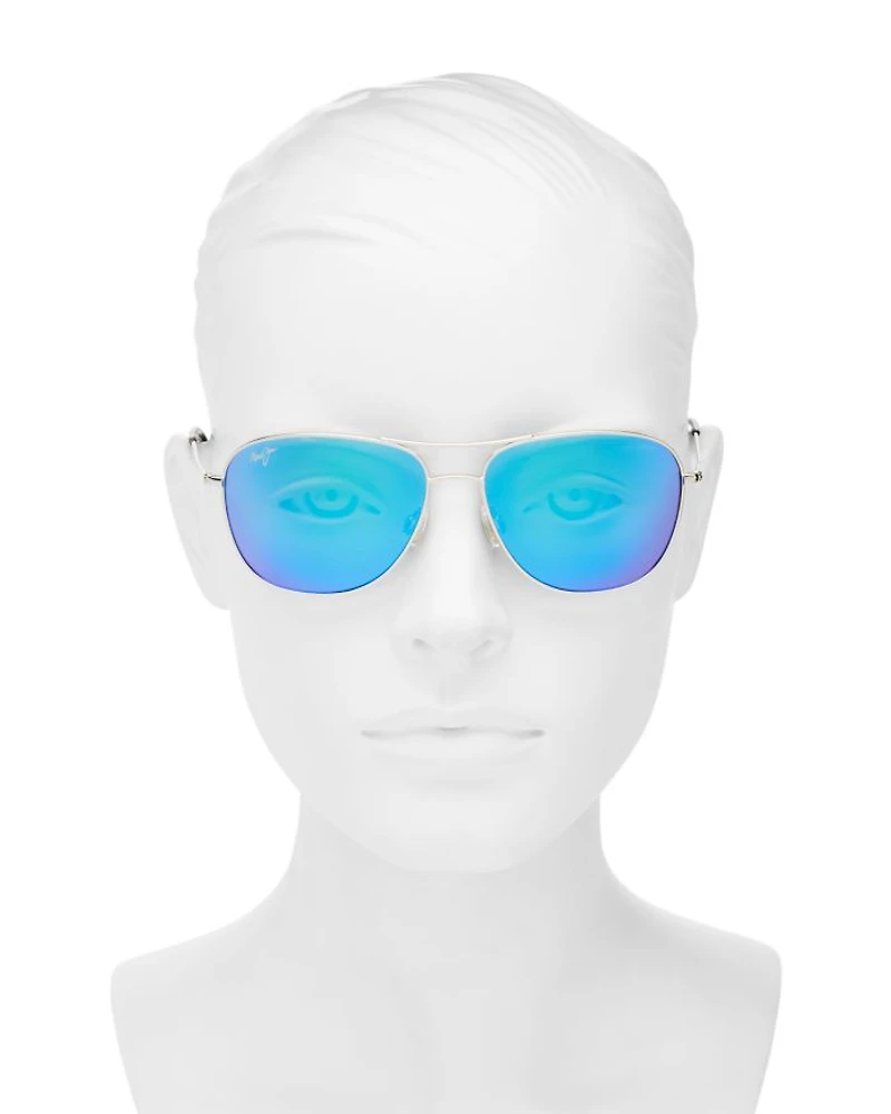 Cliff House Polarized Brow Bar Aviator Sunglasses, 59mm