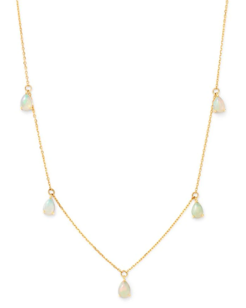 Opal Droplet Necklace in 14K Yellow Gold, 18"