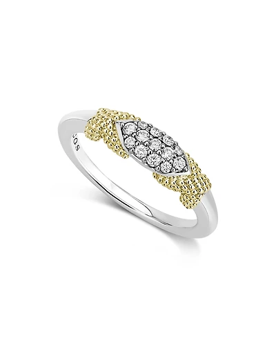 Lagos Sterling Silver & 18K Yellow Gold Caviar Lux Diamond Ring