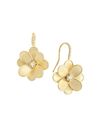 Marco Bicego 18K Yellow Gold Petali Diamond Flower Drop Earrings