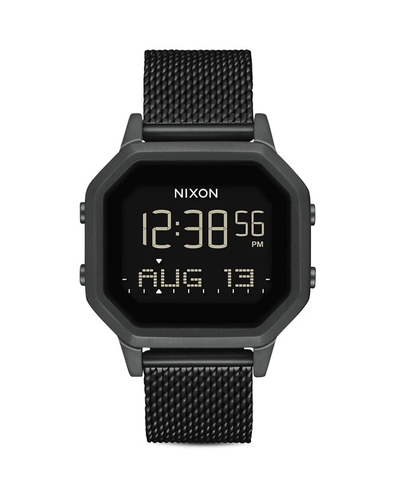 Siren Milanese All-Black Mesh Bracelet Watch, 36mm
