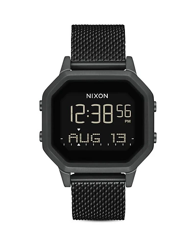 Siren Milanese All-Black Mesh Bracelet Watch, 36mm