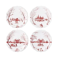 Country Estate Winter Frolic Mr. & Mrs. Claus Ruby Party Plates Set of 4