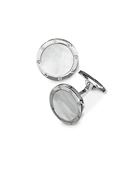 Jan Leslie Sterling Silver and Mother-of-Pearl Rivet Detail Cufflinks