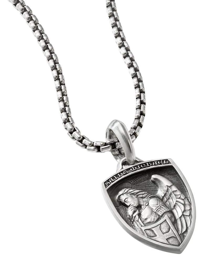Men's St. Michael Amulet in Sterling Silver, 26mm