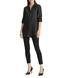 Linen Long Sleeve Collared Button Down Shirt, Regular & Petite