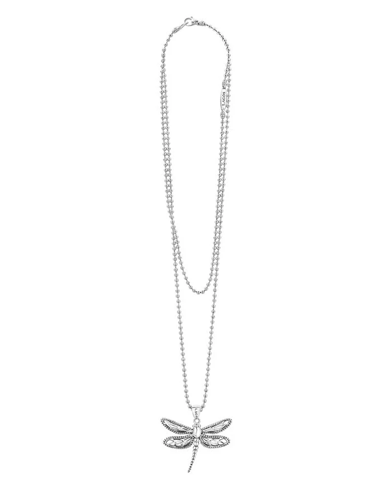 Sterling Silver Rare Wonders Dragonfly Pendant Necklace, 34"