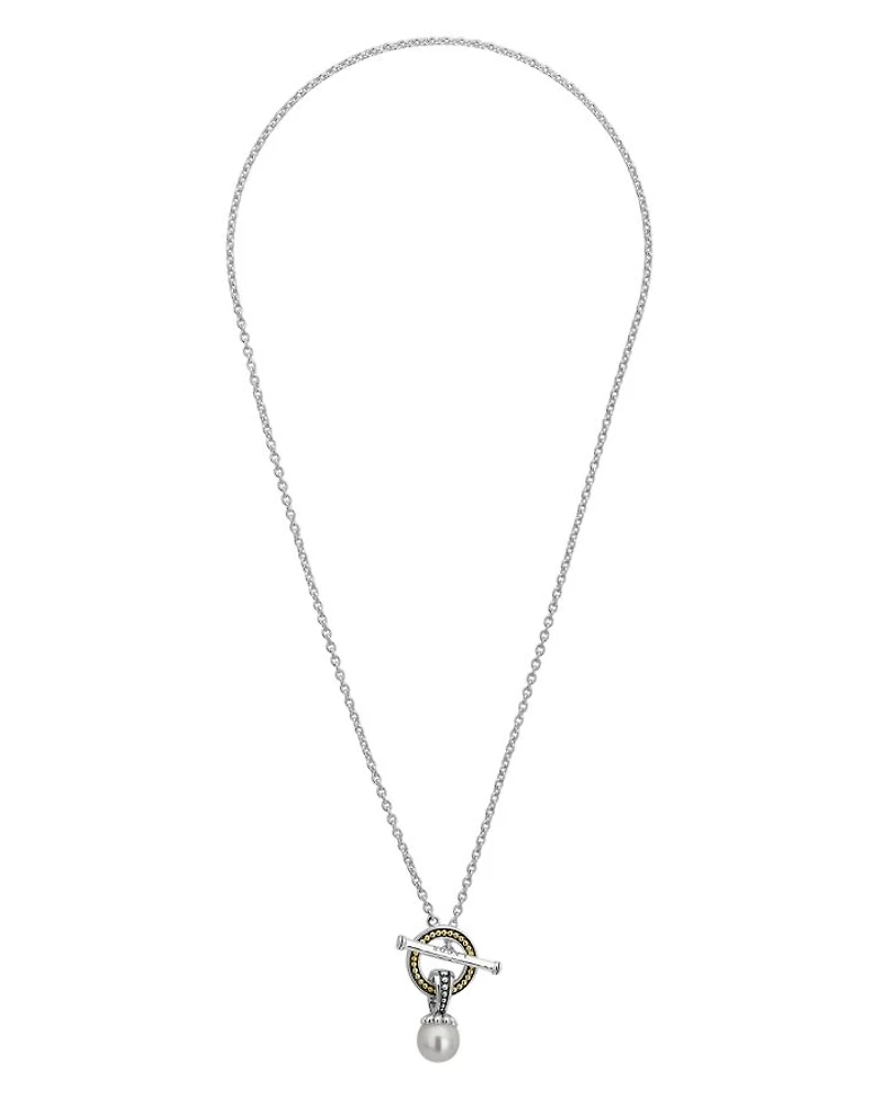 Sterling Silver Luna Cultured Freshwater Pearl Toggle Necklace, 18"